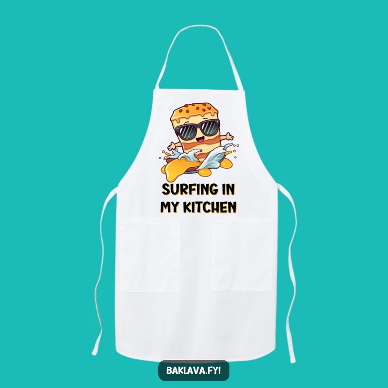 Funny Baklava Apron: Sunglasses Surf on Syrup - Kitchen Humor Gift