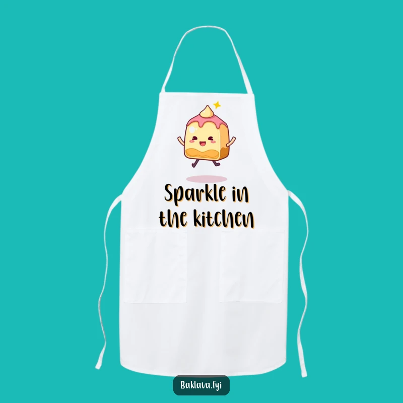Funny Baklava Apron: Whimsical Sparkly Slice Jumping, Sweet Kitchen Fun Gift