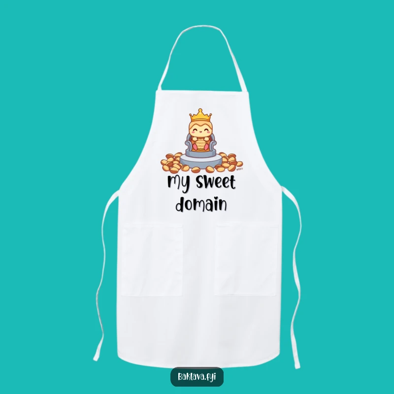 Funny Shy Baklava Crowned Apron - Royal Kitchen Whimsy Gift