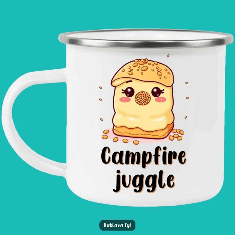 Funny Juggling Baklava Camping Mug - Sip Playfully on Your Adventures!