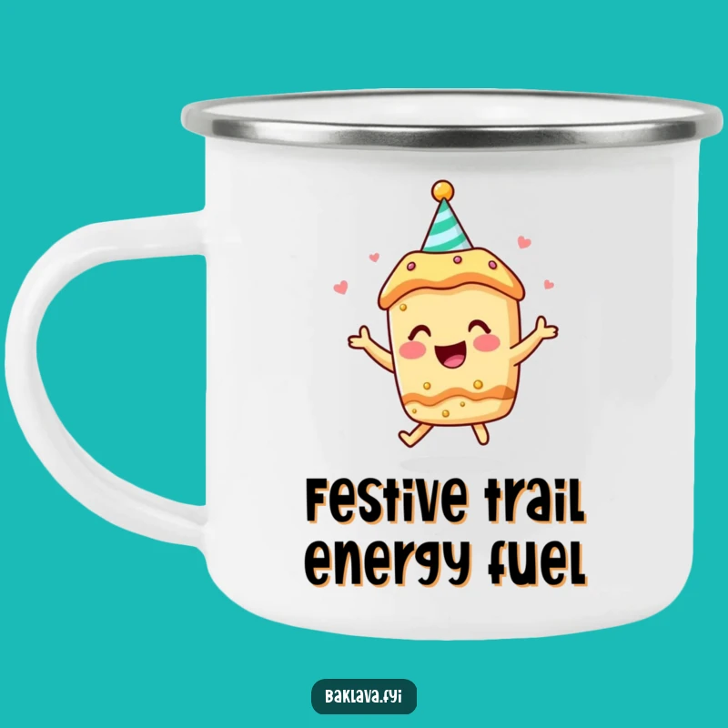 Funny Baklava Camping Mug: Party Hat Bouncer - Outdoor Celebration Gift