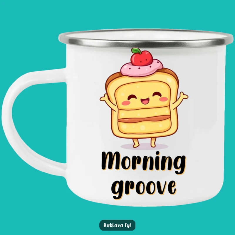Funny Shimmy Pastry Camping Mug - Outdoor Layered Treat Humor