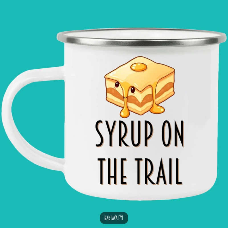 Funny Wiggling Baklava Camping Mug - Drippy Sips & Dessert Humor Outdoors