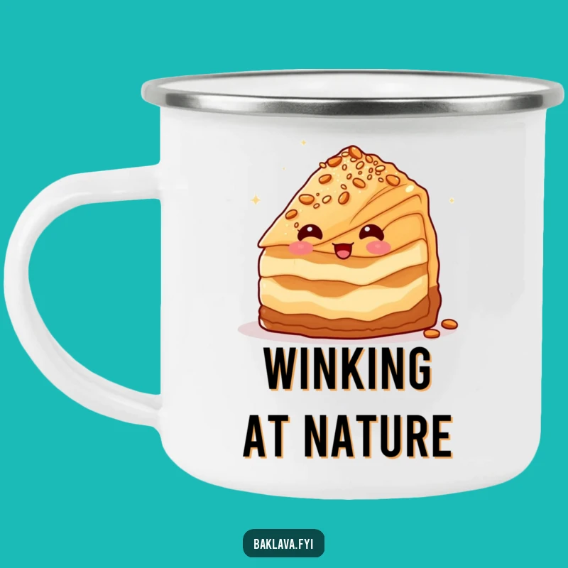 Funny Winking Baklava Camping Mug: Sweet Sips with a Wink