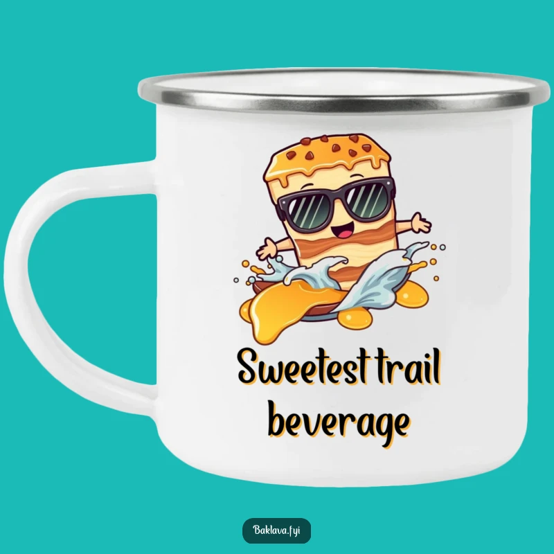 Funny Baklava Camping Mug: Cool Syrup Surfer Slice - Outdoor Gift