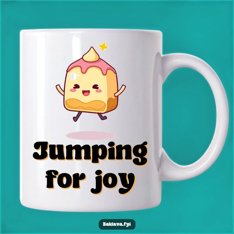 Funny Baklava Jump Mug: Whimsical Sparkly Slice, Joyful Dessert Lover's Funny Gift