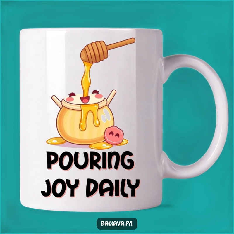 Funny Joyful Honey Pot Mug - Sweet Syrup Pouring Fun Gift
