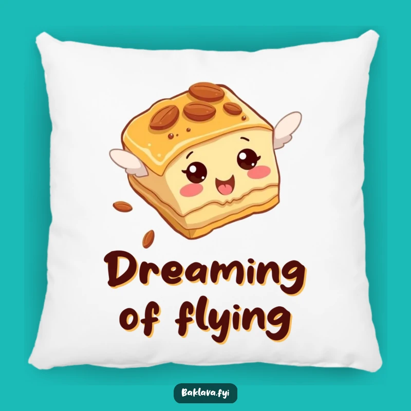 Funny Baklava Pillow: Almond Slice Flying Attempt, Cozy Hilarious Dessert Gift
