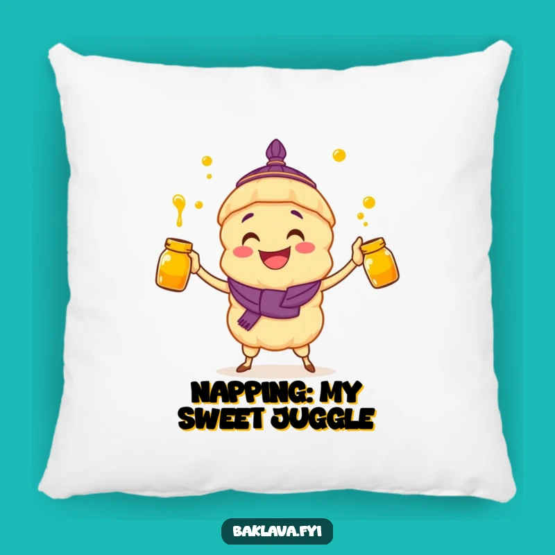 Funny Baklava Pillow: Honey Juggling Delight - Cozy Humorous Gift