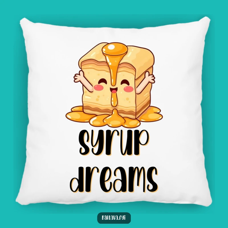 Funny Happy Baklava Pillow - Cozy Syrup Waterfall Accent Pillow, Great Gift