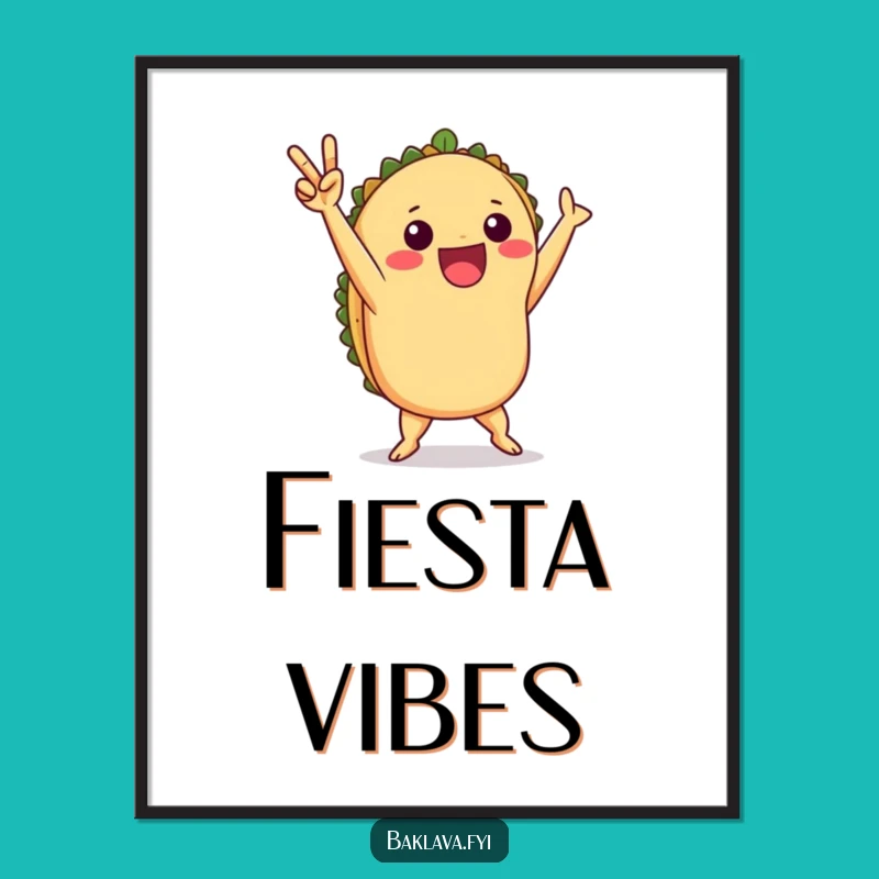 Funny Taco Victory Dance Digital Art Print: Fiesta Cheer