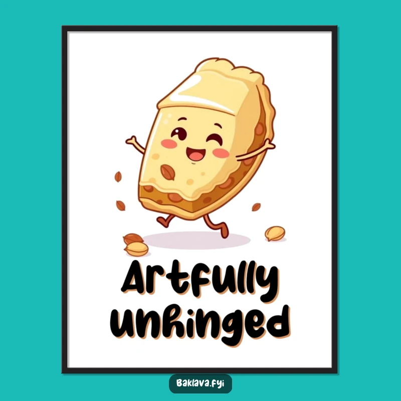 Funny Baklava Cartwheel Digital Art: Hilarious Dessert Lover Wall Decor Gift