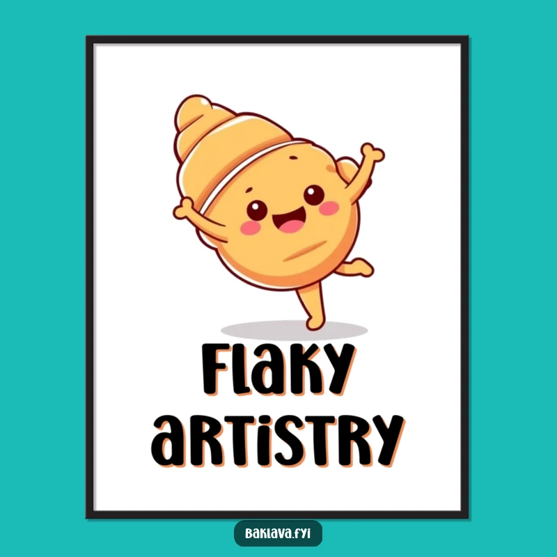 Funny Croissant Cartwheel Digital Art Print: Breakfast Cheer