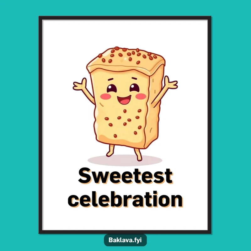 Funny Dancing Baklava Digital Art - Instant Sweet Treat Humor Download