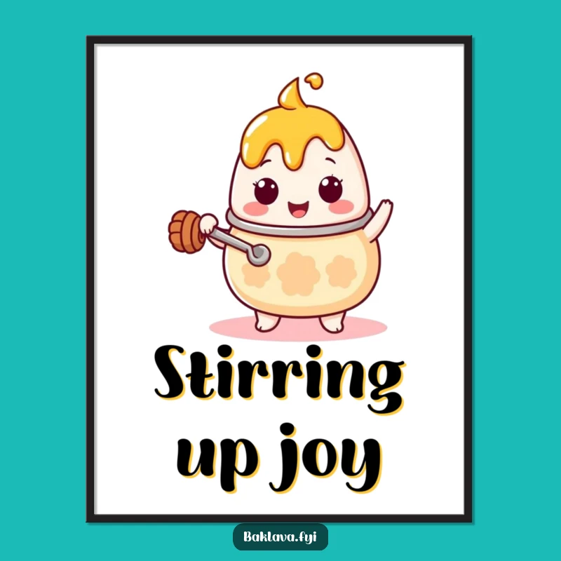 Funny Kawaii Honey Pot Stirring Digital Art - Instant Humorous Decor