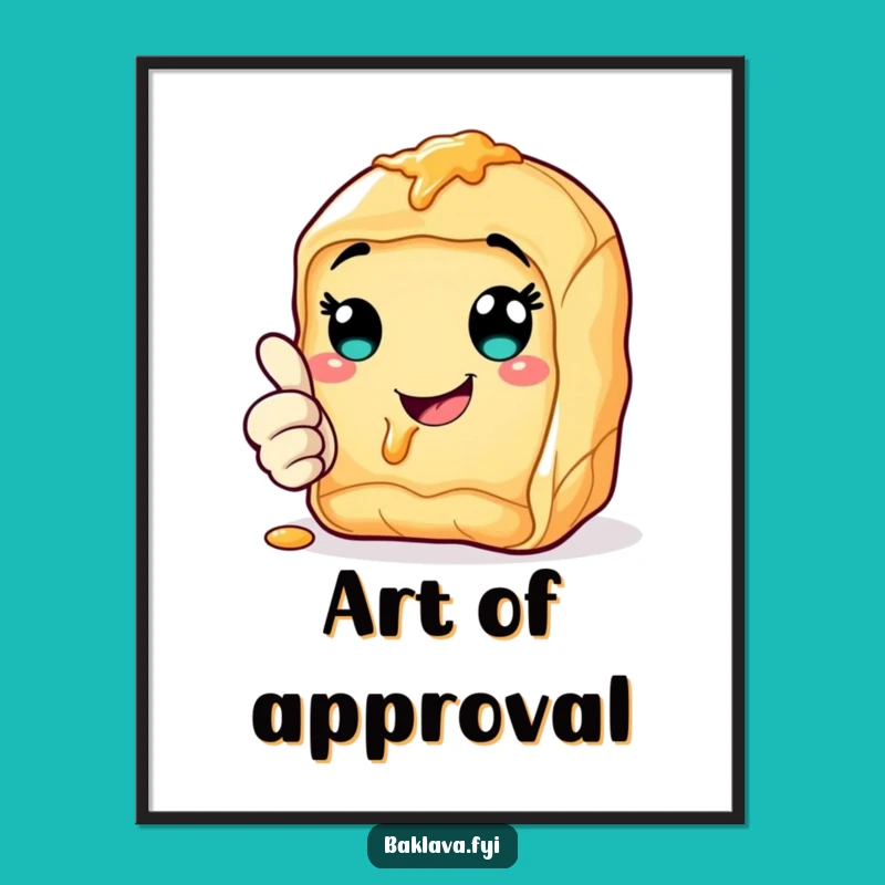 Funny Thumbs Up Baklava Art Print: Cheerful Decor, Perfect Funny Gift for Walls