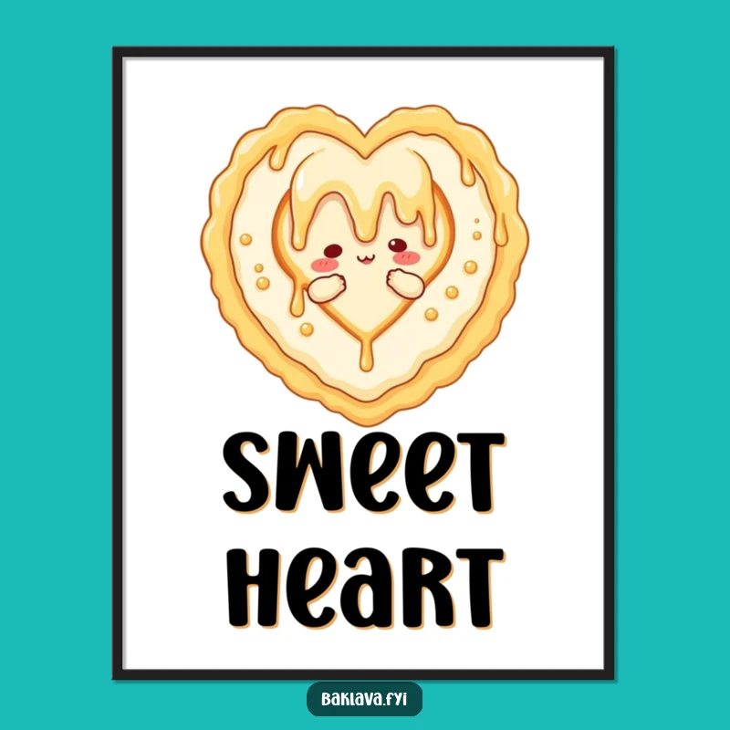Funny Honey Baklava Heart Digital Print: Instant Sweet Love for Your Walls