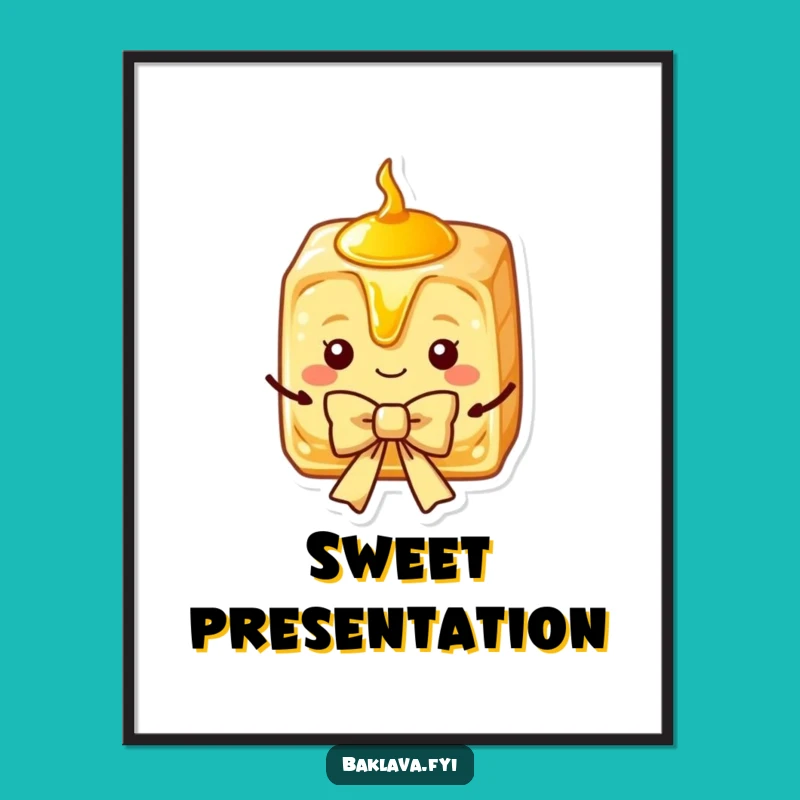 Funny Baklava Digital Art: Charming Syrup Slice Bow, Sweet Printable Gift
