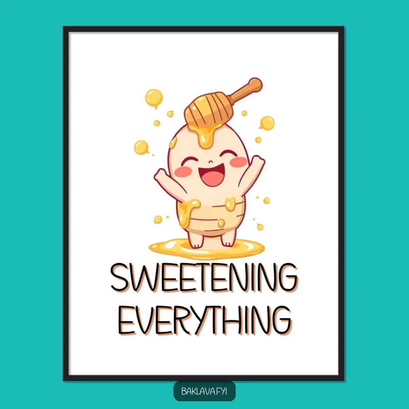 Funny Honey Dipper Print - Laughing Swirls Wall Art for Sweet Lovers & Gift