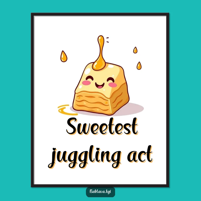 Funny Baklava Juggling Syrup Digital Print: Sweet Wall Art for Instant Humor!