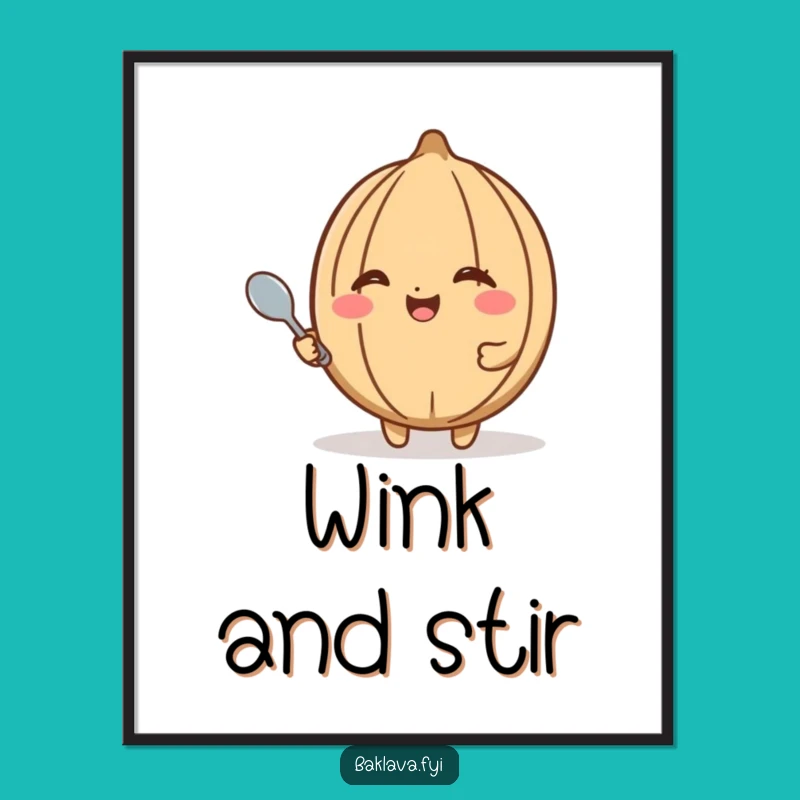 Funny Walnut Wink Print - Happy Nut Wall Art for Snack Lovers & Gift