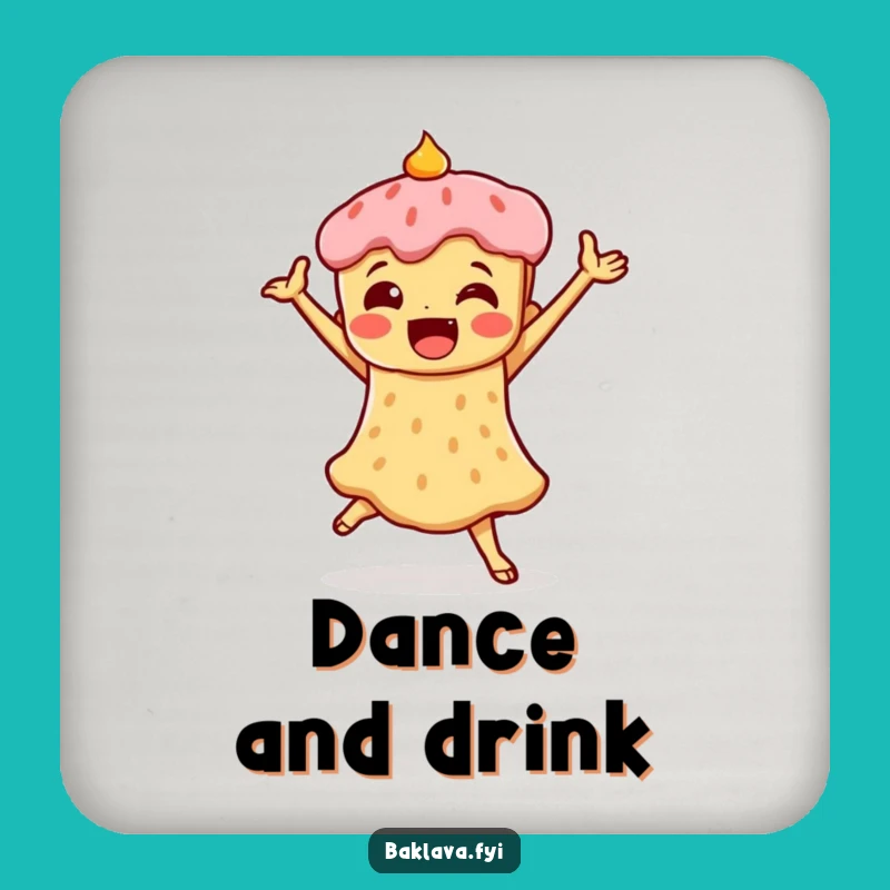 Funny Baklava Dance Coaster Set: Protect Surfaces with Triumphant Sweet Style