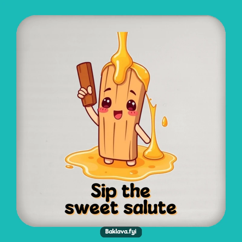 Funny Cinnamon Stick Saluting Honey Coaster Set: Protect Surfaces with Comical Sweet Style