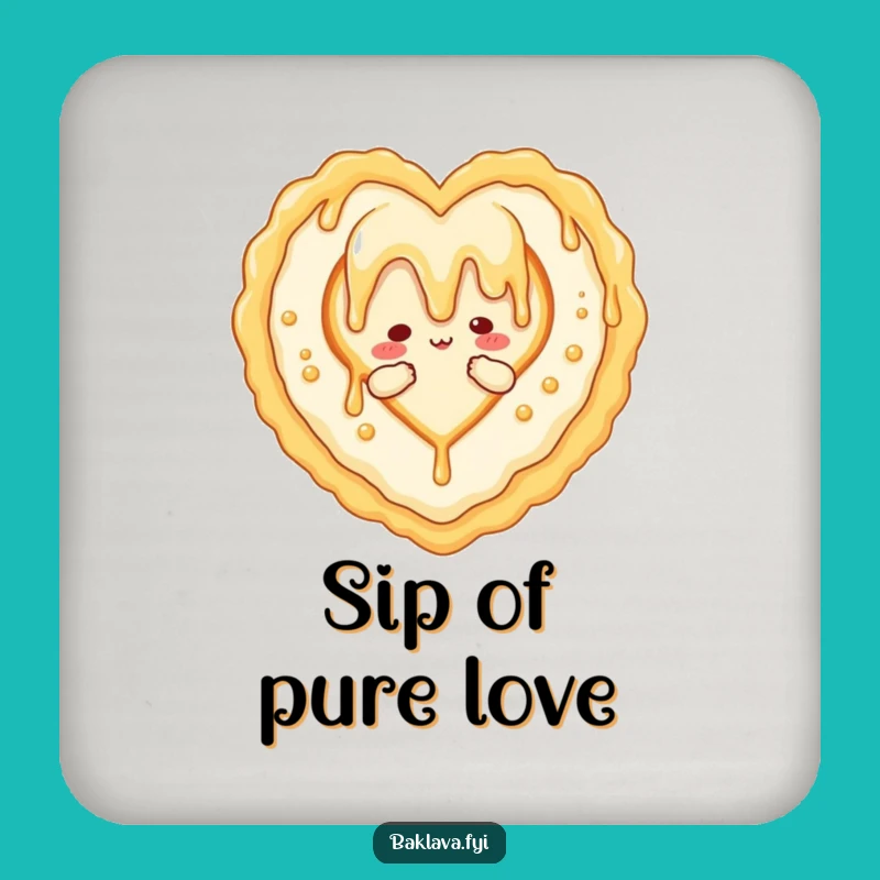 Funny Honey Baklava Heart Coaster Set: Protect Surfaces with Sweet Love