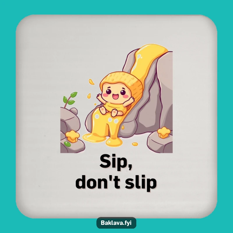 Funny Honey Waterfall Baklava Coaster: Sweet Drink Protector Gift