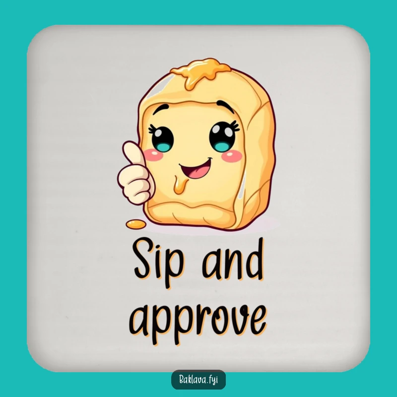 Funny Thumbs Up Baklava Coaster: Cheerful Protection, Perfect Funny Gift