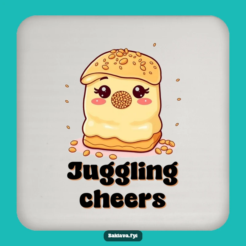 Funny Juggling Baklava Coaster - Protect Surfaces with Playful Hilariousness!