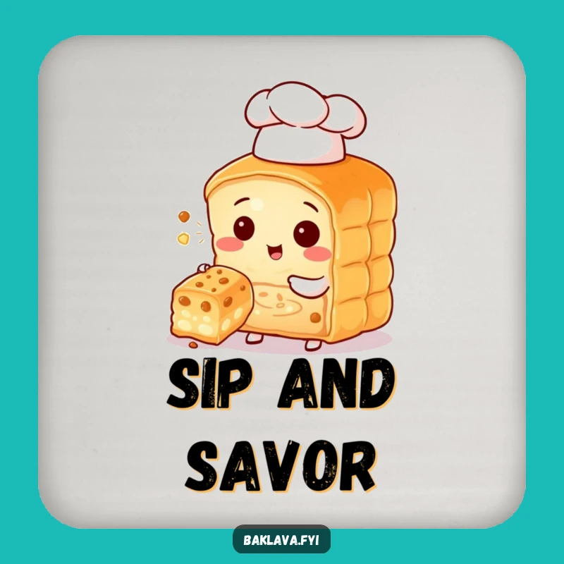 Funny Baklava Chef Coaster: Cute Pastry Offering Bite Gift