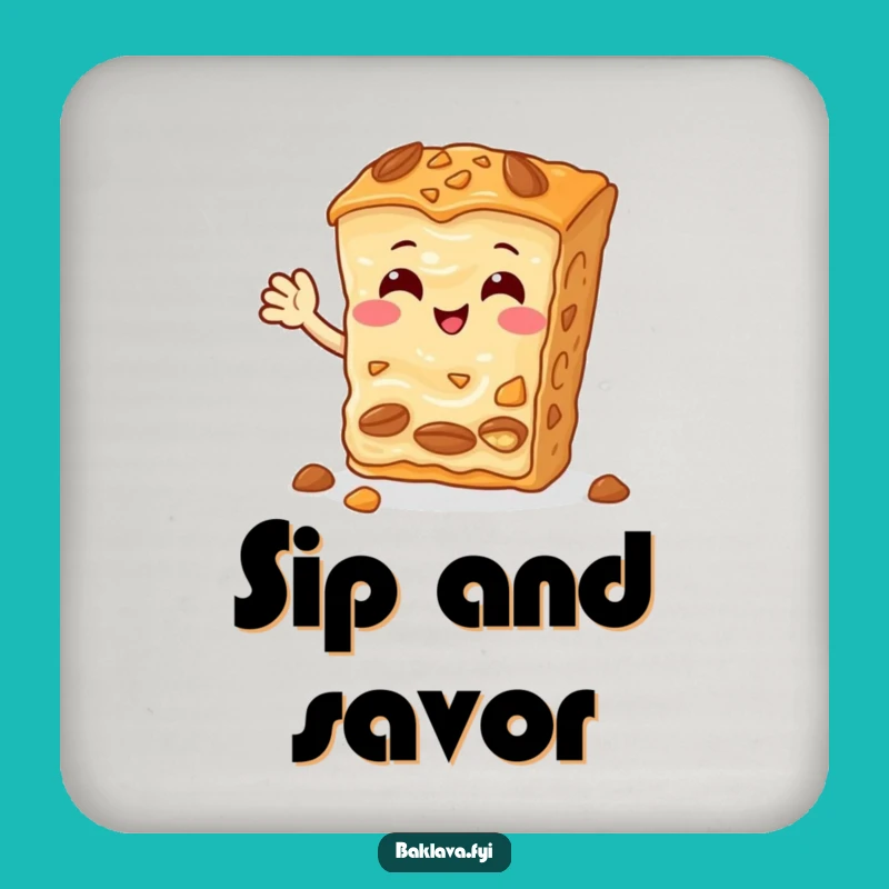 Funny Baklava Coaster: Cheerful Nutty Slice Waving, Protect Surfaces with Sweet Humor Gift