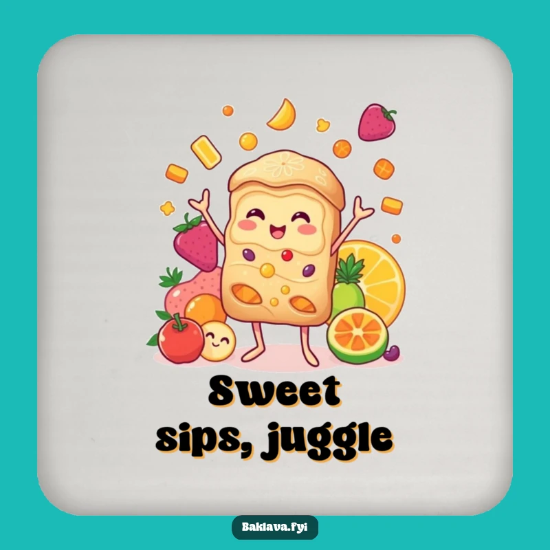 Funny Baklava Juggling Candied Fruits Coaster - Protect Surfaces with Sweet Style