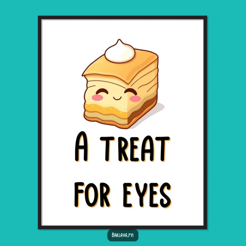 Funny Winking Baklava Poster - Sweet Wall Art & Dessert Gift