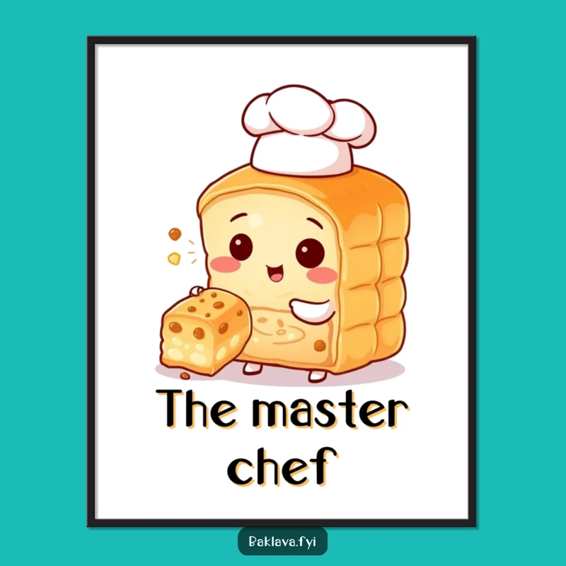 Funny Baklava Chef Poster: Adorable Pastry Art Print Gift!