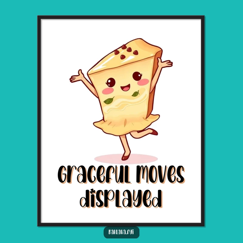 Funny Baklava Pirouette Poster: Delighted Dancer Art, Perfect Funny Gift for Walls