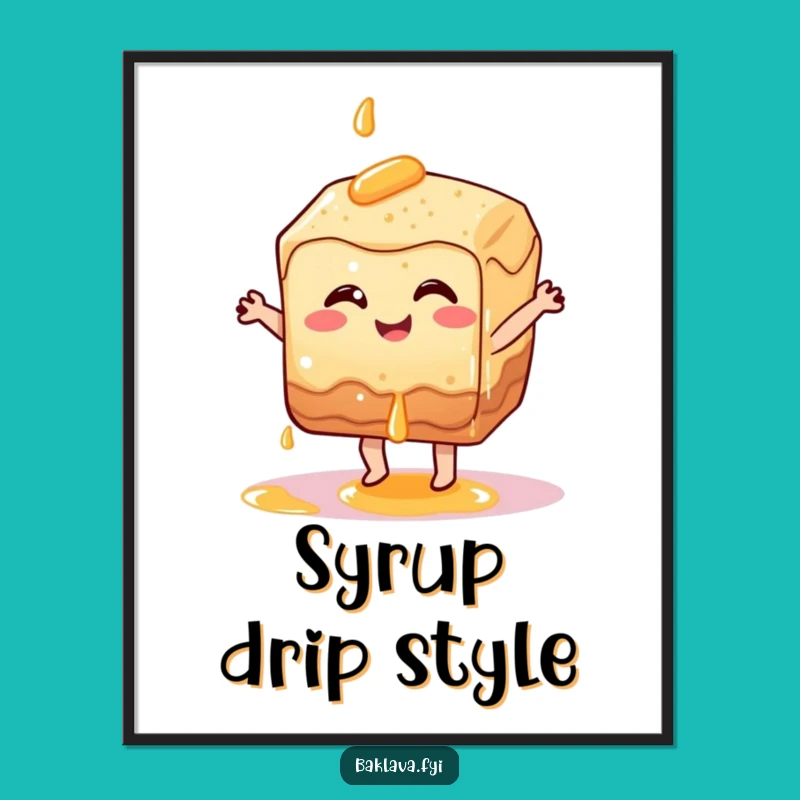 Funny Dancing Baklava Poster: Sweet Art for a Happy Home