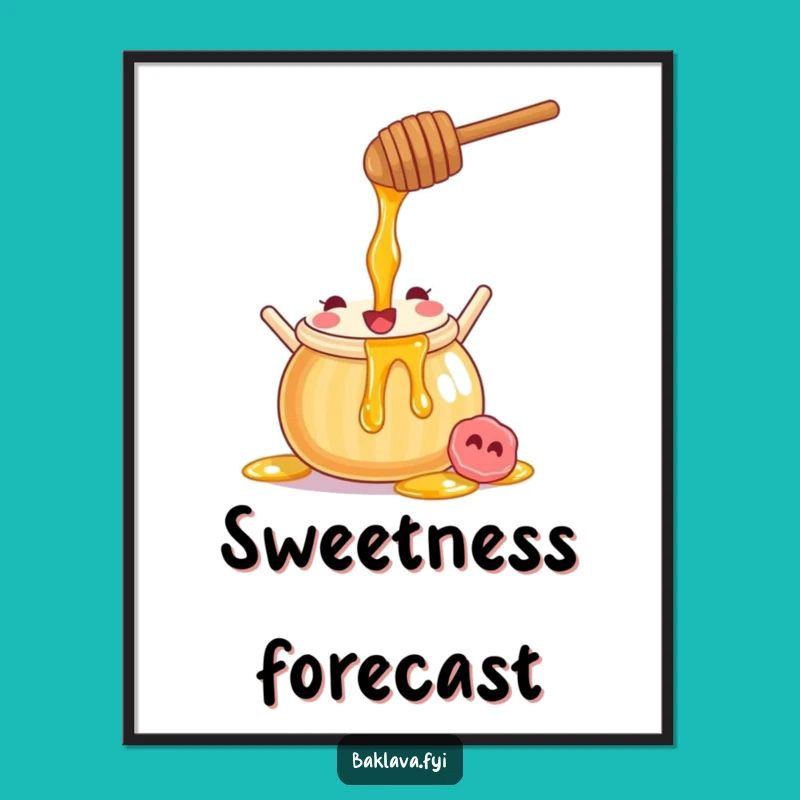 Funny Honey Pot Pouring Syrup Poster - Sweet Art for Your Walls