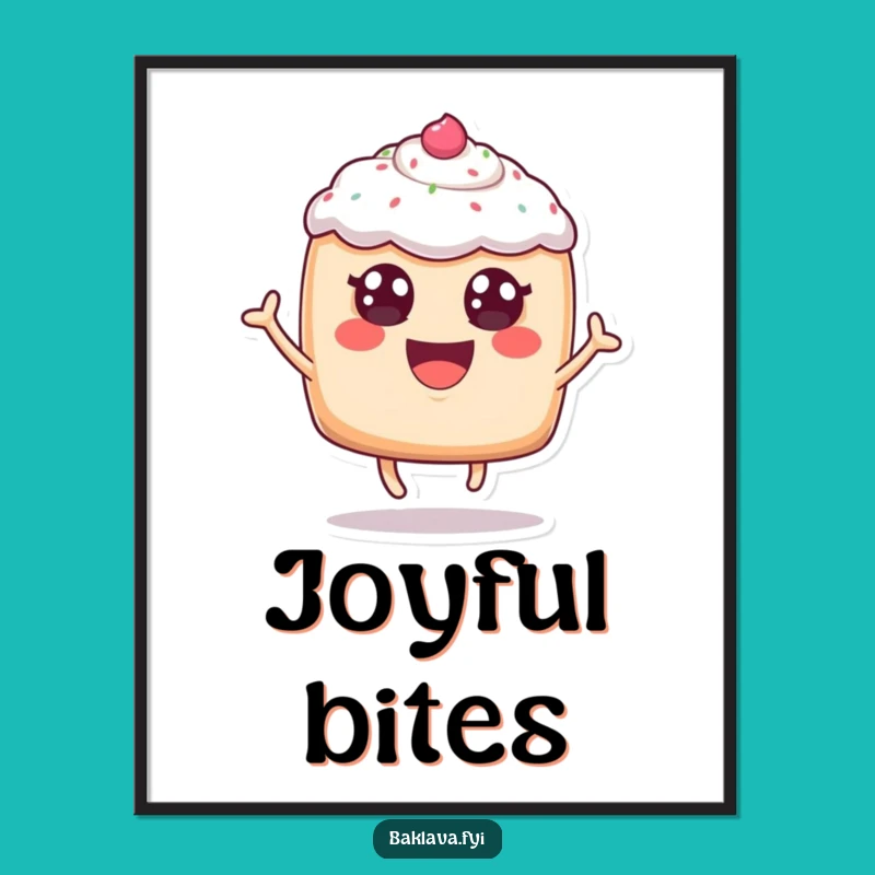 Funny Leaping Pastry Poster - Joyful Bakery Humor Wall Art Gift