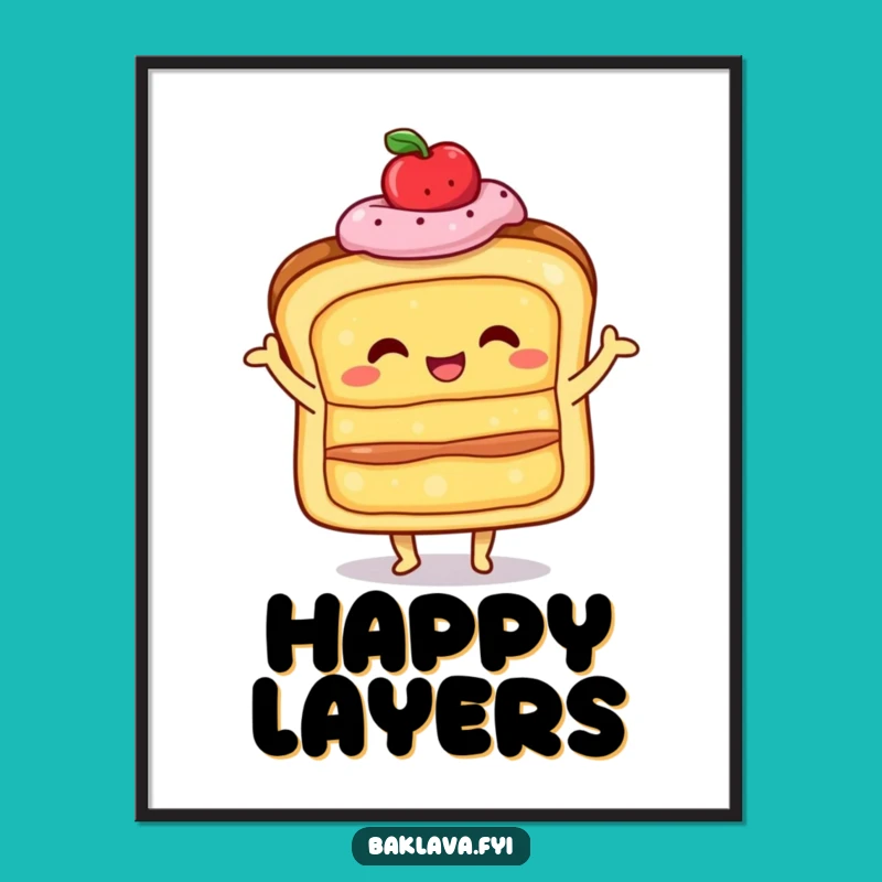 Funny Shimmy Pastry Poster - Happy Layered Treat Wall Art