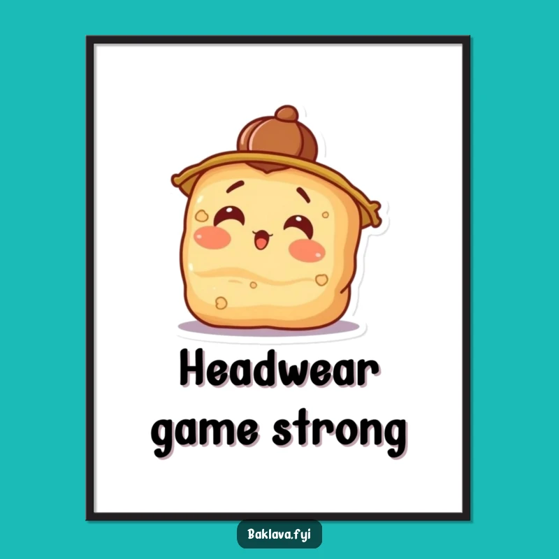 Funny Surprised Baklava Poster with Walnut Hat - Quirky Wall Art Gift