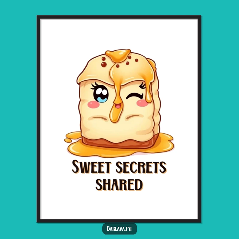Funny Winking Baklava Poster: Almond Eyes Art, Perfect Funny Gift for Kitchen Decor