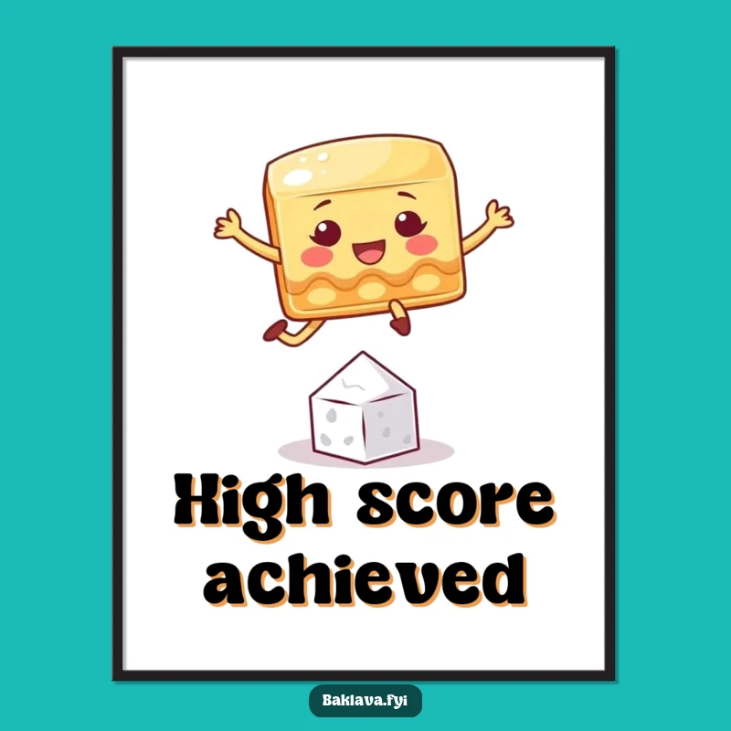 Funny Baklava Poster: Sweet Leap Art, Hilarious Dessert Decor