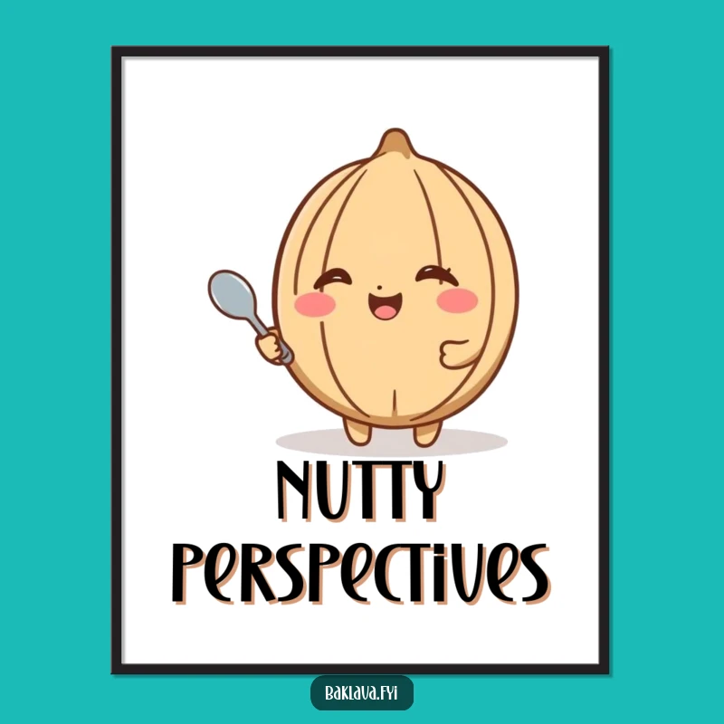Funny Walnut Wink Poster - Happy Nut Art for Snack Lovers & Gift