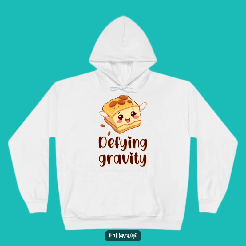 Funny Baklava Hoodie: Almond Slice Flying Attempt, Cozy Hilarious Dessert Gift