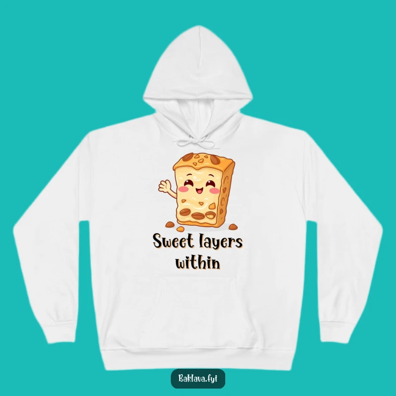Funny Baklava Hoodie: Cozy Nutty Slice Waving, Perfect Warm & Hilarious Gift