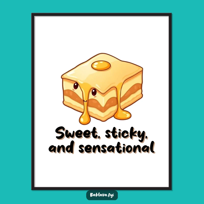 Free Printable Baklava Art: Funny Dripping Dessert Downloadable Kitchen Decor