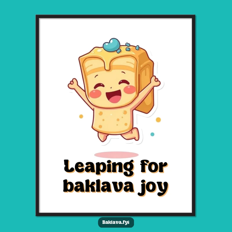 Free Printable Baklava Art: Funny Leaping Dessert Downloadable Kitchen Decor