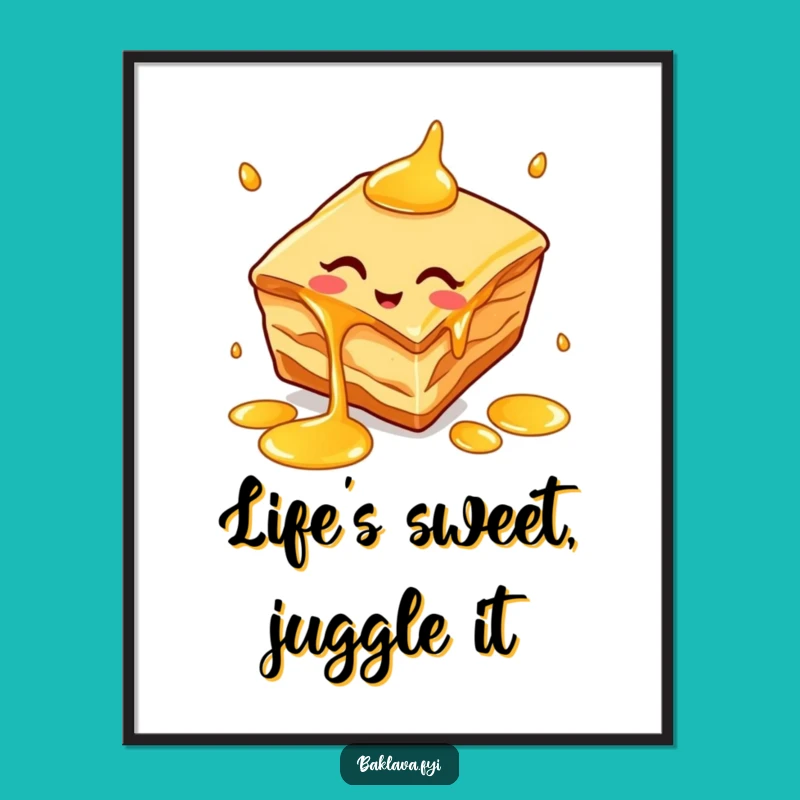 Free Printable Funny Baklava Wall Art - Juggling Honey Pastry Downloadable Decor